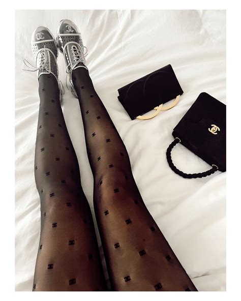 chanel black cc logo tights m|chanel logo tights dupe.